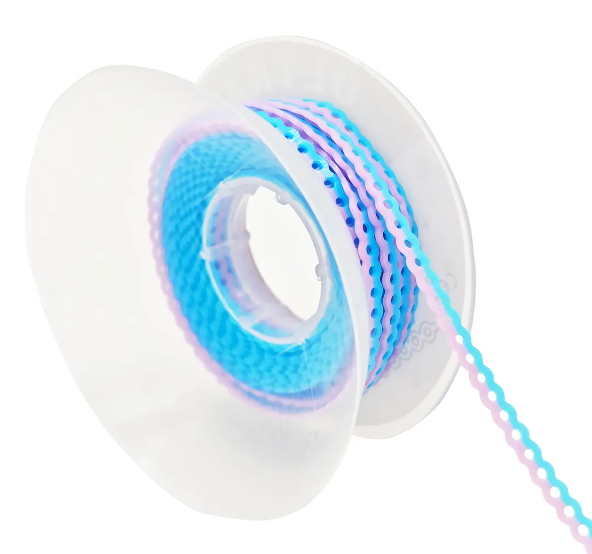 Misemiko Dental Orthodontic Power Chain Mixed Color Spool Elastic Rubber Bands for Teeth Braces, 15ft/Roll (Blue&Purple, Closed) | High Strength Elasticity - main product image