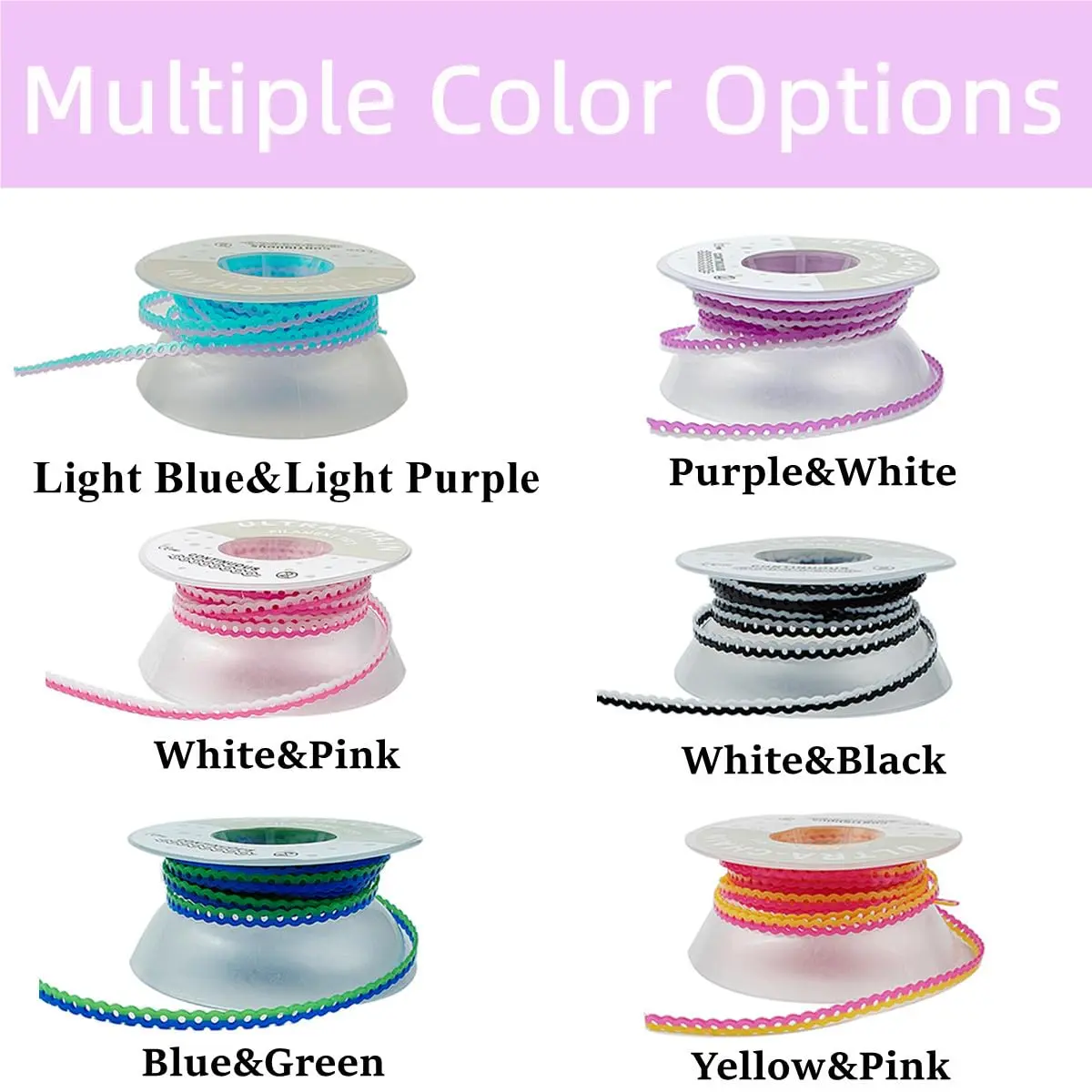 Misemiko Dental Orthodontic Power Chain Mixed Color Spool Elastic Rubber Bands for Teeth Braces, 15ft/Roll (Blue&Purple, Closed) | High Strength Elasticity - view 6