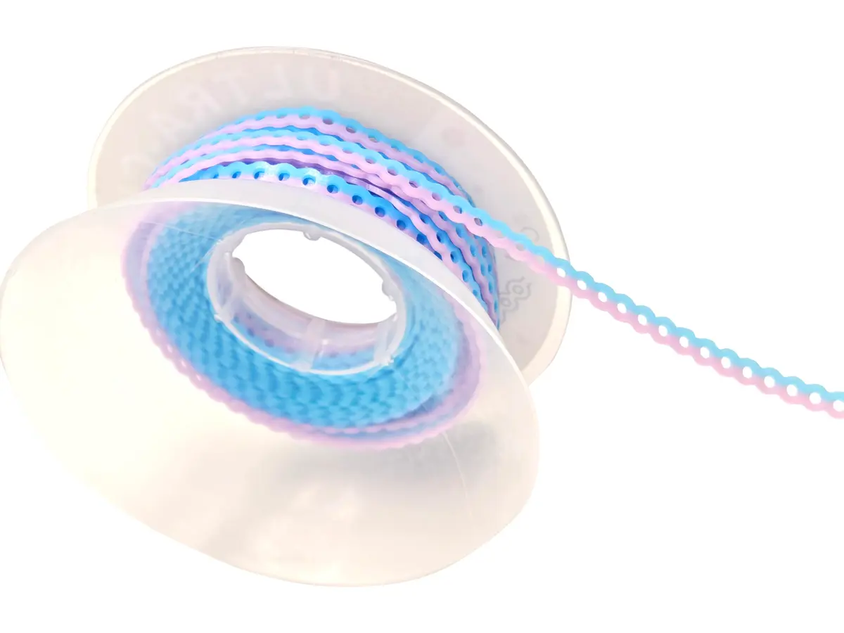 Misemiko Dental Orthodontic Power Chain Mixed Color Spool Elastic Rubber Bands for Teeth Braces, 15ft/Roll (Blue&Purple, Closed) | High Strength Elasticity - view 2