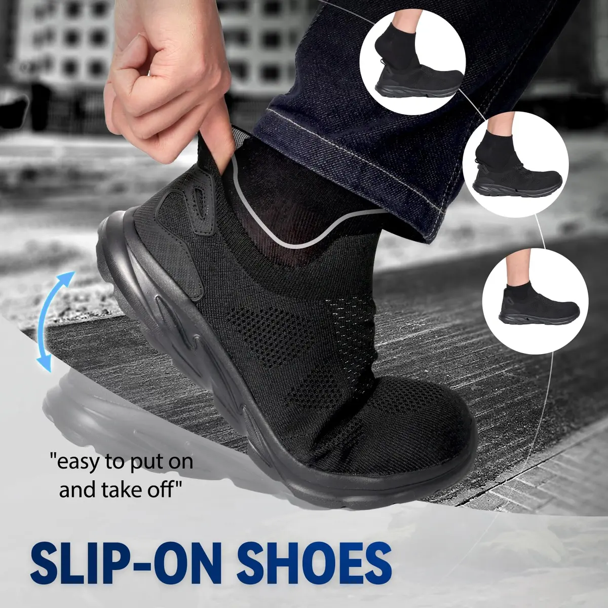 Furuian Steel Toe Safety Shoes for Men Lightweight Breathable Non Slip | Comfortable Work Sneakers (Size 10) - view 5