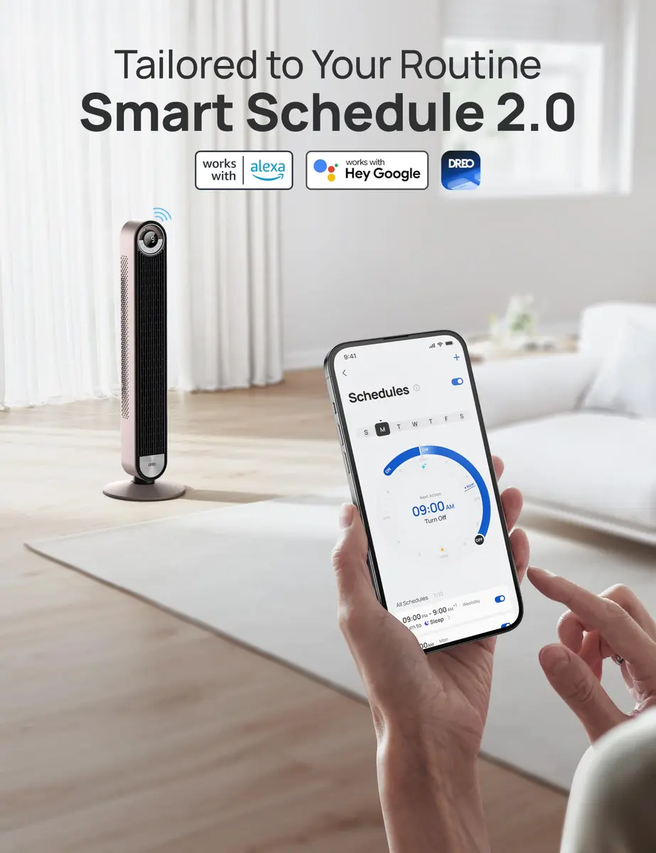 DREO 42 Inch Smart Tower Fan with 90° Oscillation, Silent DC Motor, Voice & App Control, Sleep Mode for Bedroom & Living Room - view 5