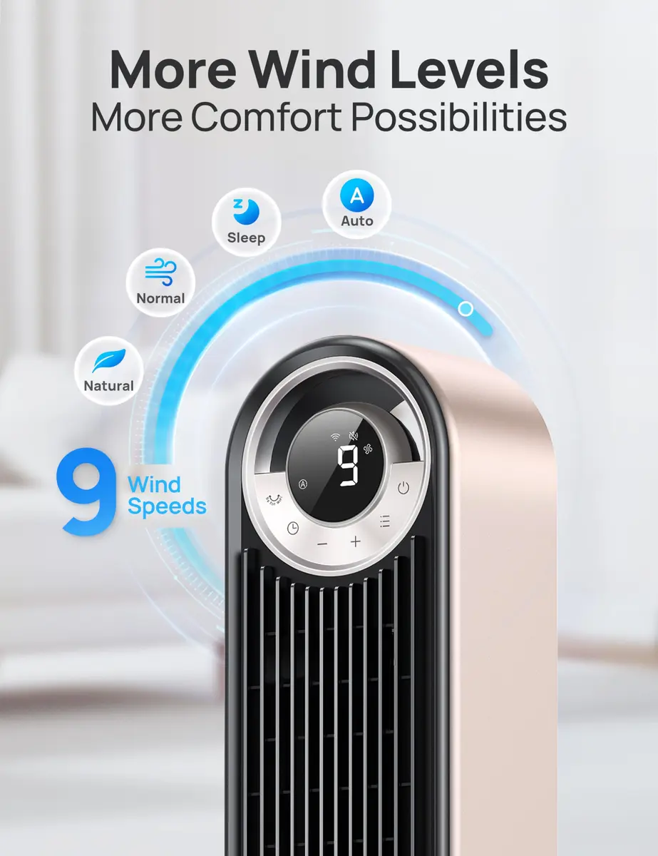 DREO 42 Inch Smart Tower Fan with 90° Oscillation, Silent DC Motor, Voice & App Control, Sleep Mode for Bedroom & Living Room - view 6