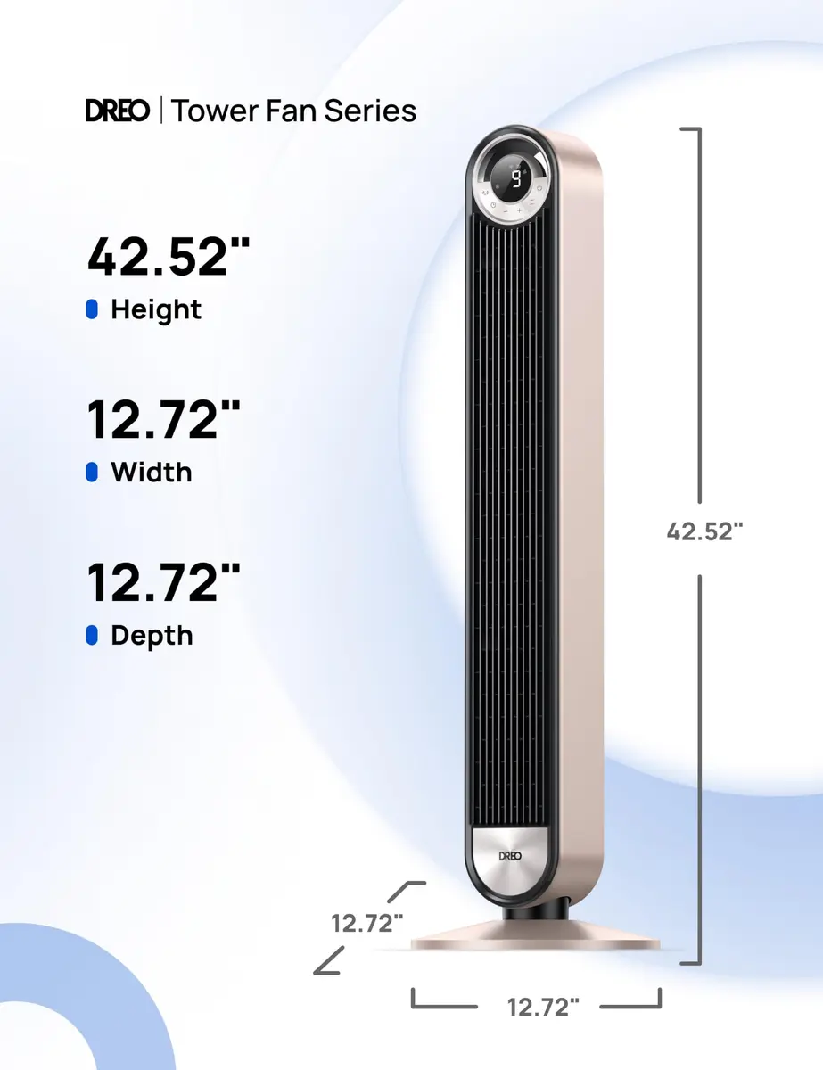 DREO 42 Inch Smart Tower Fan with 90° Oscillation, Silent DC Motor, Voice & App Control, Sleep Mode for Bedroom & Living Room - view 8