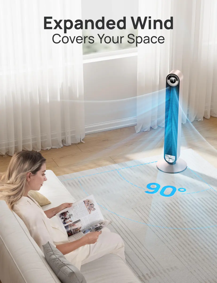 DREO 42 Inch Smart Tower Fan with 90° Oscillation, Silent DC Motor, Voice & App Control, Sleep Mode for Bedroom & Living Room - view 4