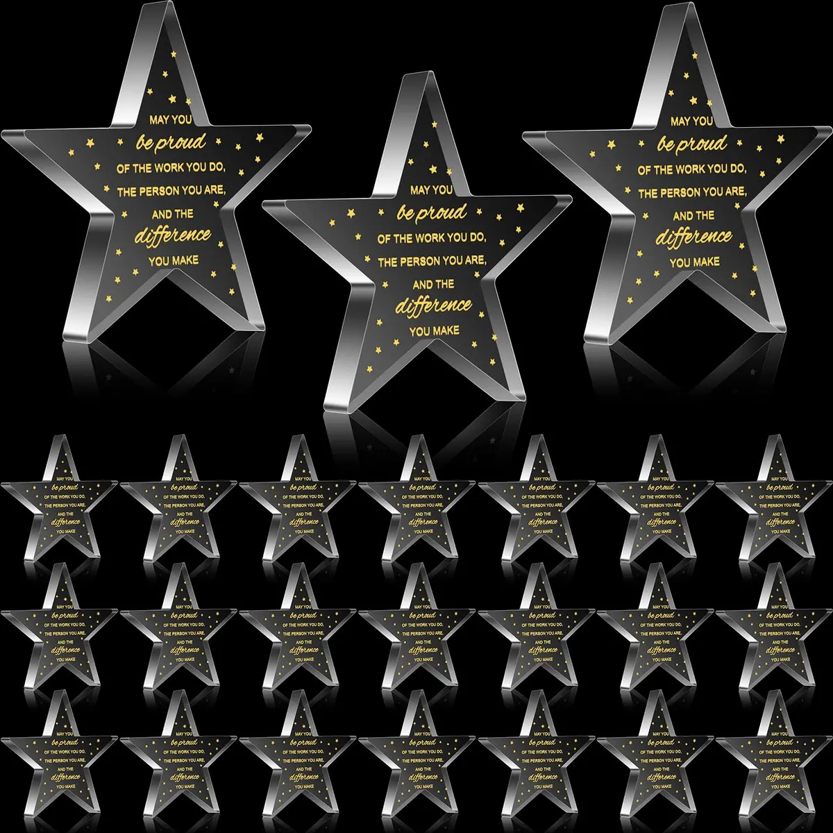 Huquary Employee Appreciation Awards Acrylic 24 Pcs | Motivational Coworker Gifts (Pentagram, 2.36 inches) - main product image