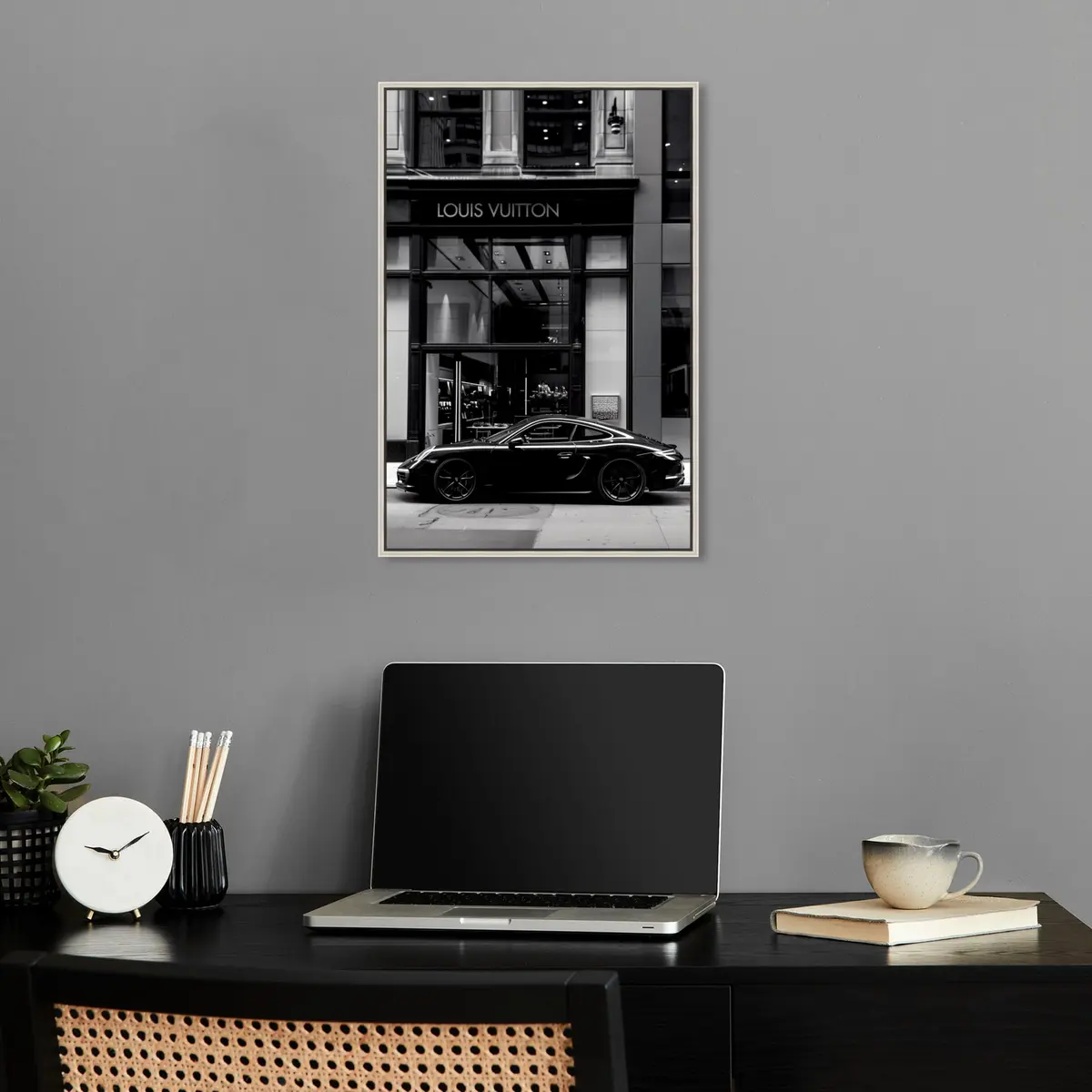 NotoriArt Wall Art 16"x24" | Black & White Canvas Print with Silver Floater Frame - view 3