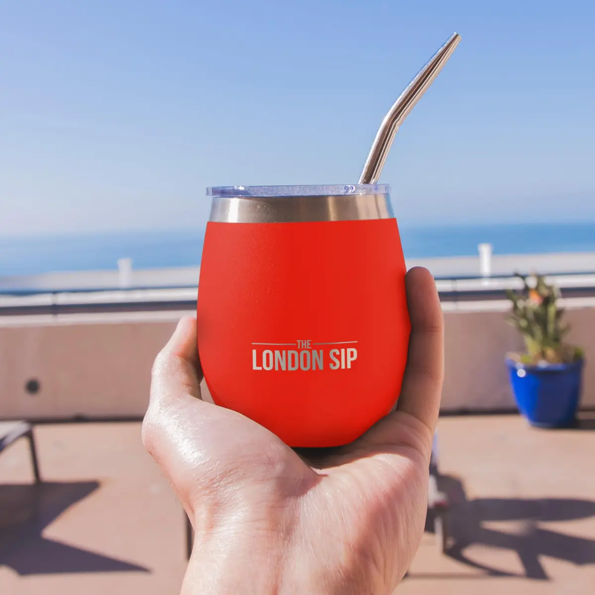 The London Sip Yerba Mate Cup and Bombilla Set, 8 oz, Stainless Steel, Modern Design, Orange - view 4