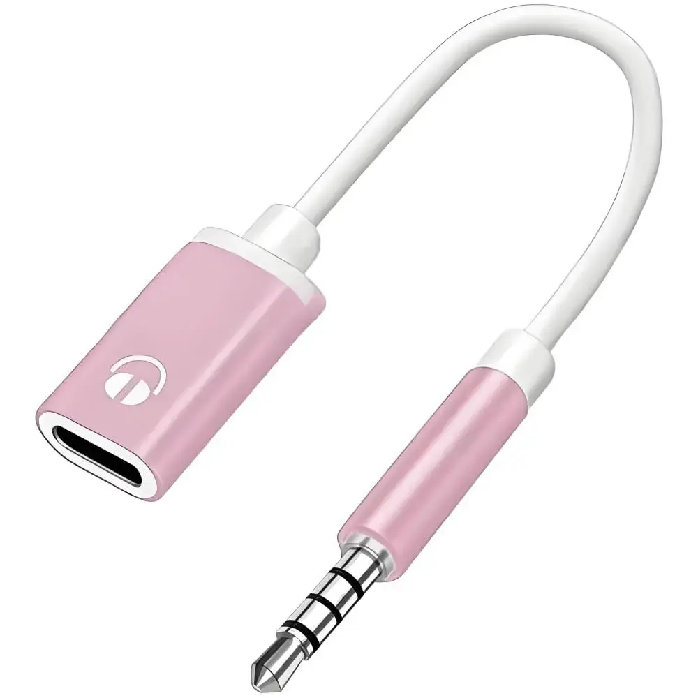 Zenarao USB-C to 3.5mm Headphone Jack Adapter Pink | Connects USB-C Devices to 3.5mm Headphones - main product image