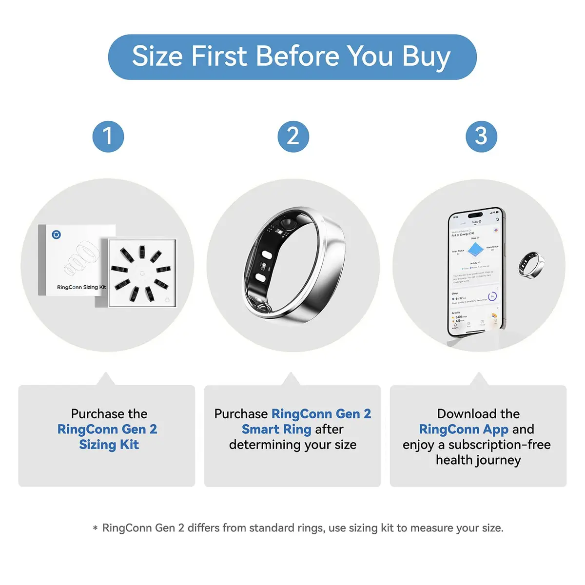 RingConn Gen 2 Sizing Kit | Sizes 6-14 | For Accurate Smart Ring Fit - view 2