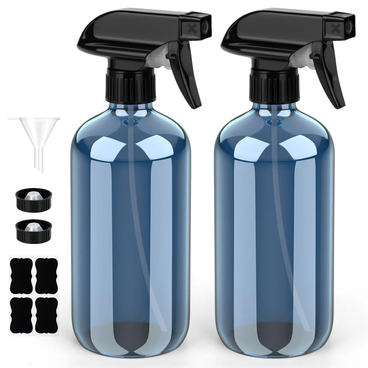 Bontip Indigo Blue Glass Spray Bottle 473ml (16 oz) 2-Pack | UV Protection for Essential Oils & Cleaning Solutions - main product image