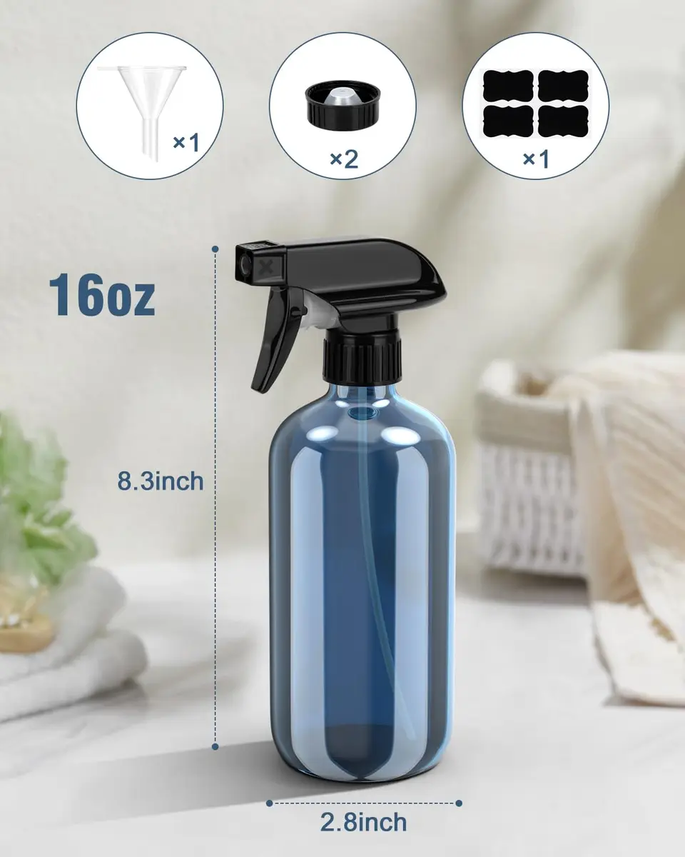 Bontip Indigo Blue Glass Spray Bottle 473ml (16 oz) 2-Pack | UV Protection for Essential Oils & Cleaning Solutions - view 3