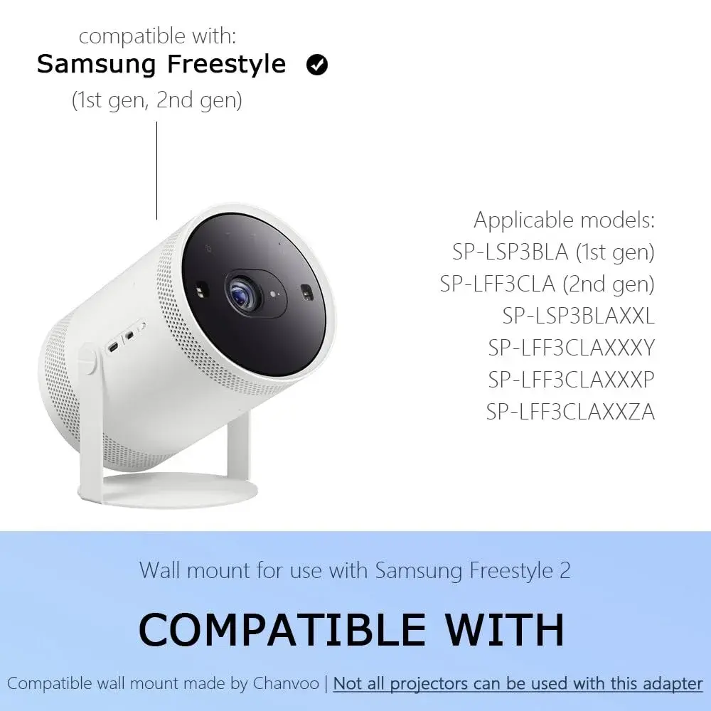 Chanvoo Drill-Free Wall Mount for Samsung Freestyle Projector & Freestyle 2 Accessories | White Steel Mount Shelf - view 4