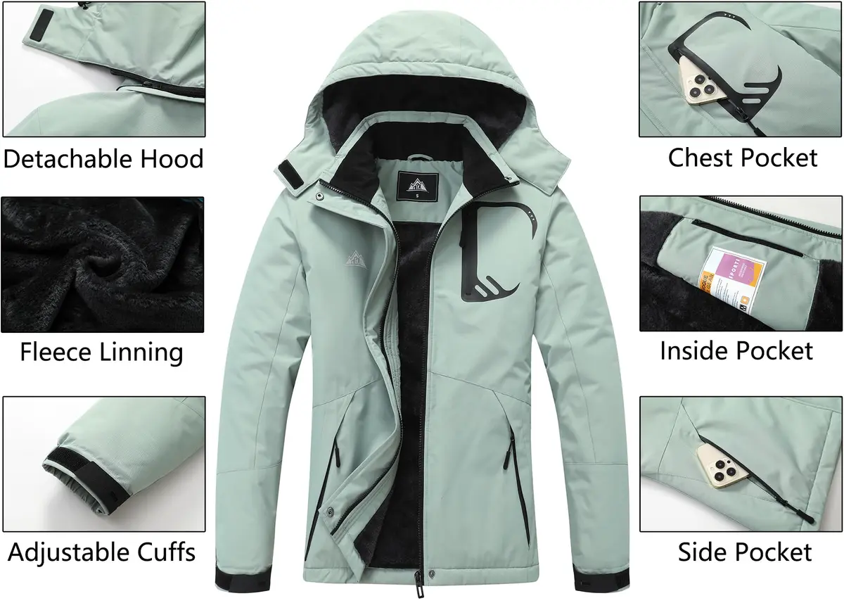 MOERDENG Women's Warm Winter Coat Waterproof Snowboarding Jacket | Windproof & Insulated - view 5