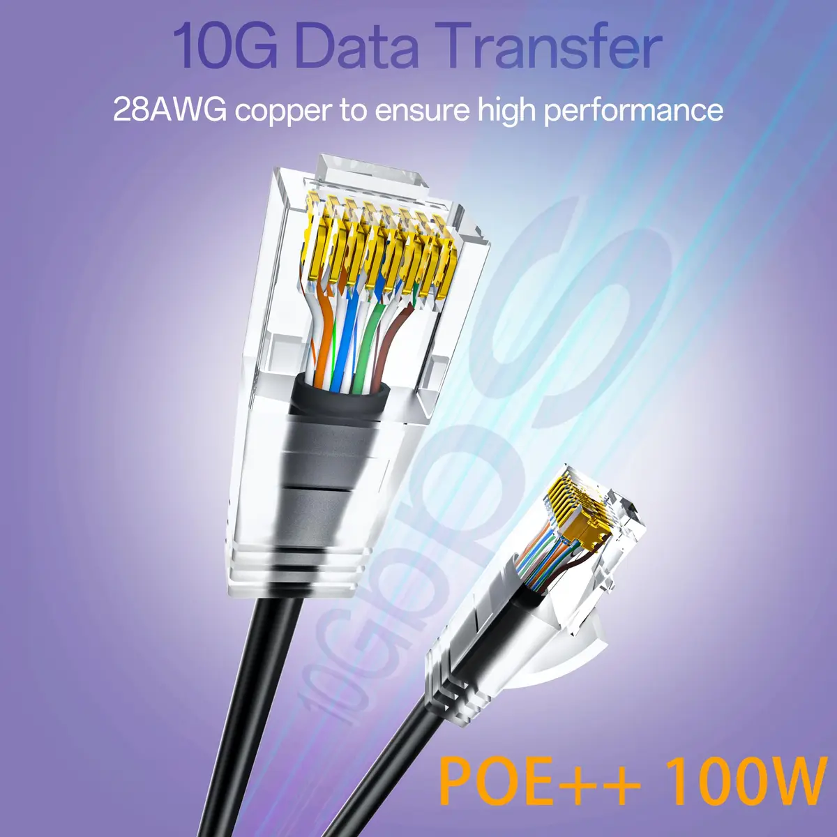 10Gsupxsel Cat6a Patch Cables 20ft | Slim, Pure Copper, 10G, Space-Saving (70-120 chars) - view 2