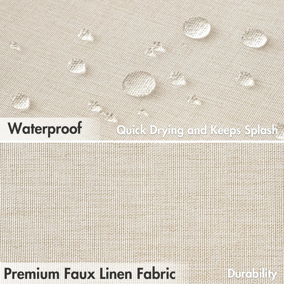 MIULEE Beige Linen Textured Shower Curtain W72*L72 Waterproof & Washable - view 4