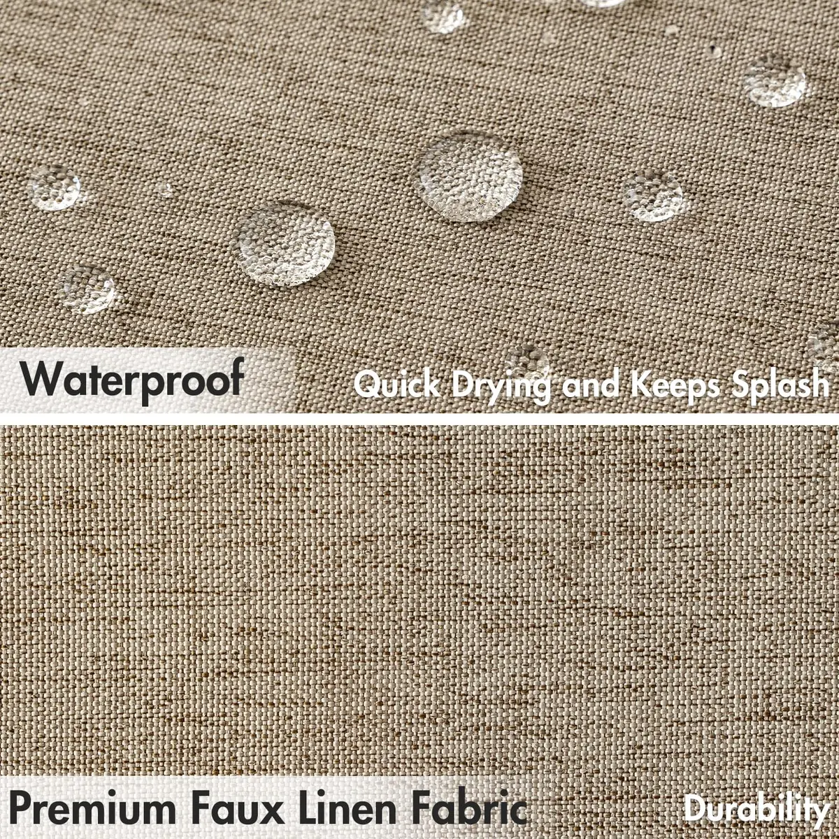 MIULEE 72"x84" Extra Long Scalloped Linen Shower Curtain Khaki | Waterproof & Elegant Bathroom Decor - view 4