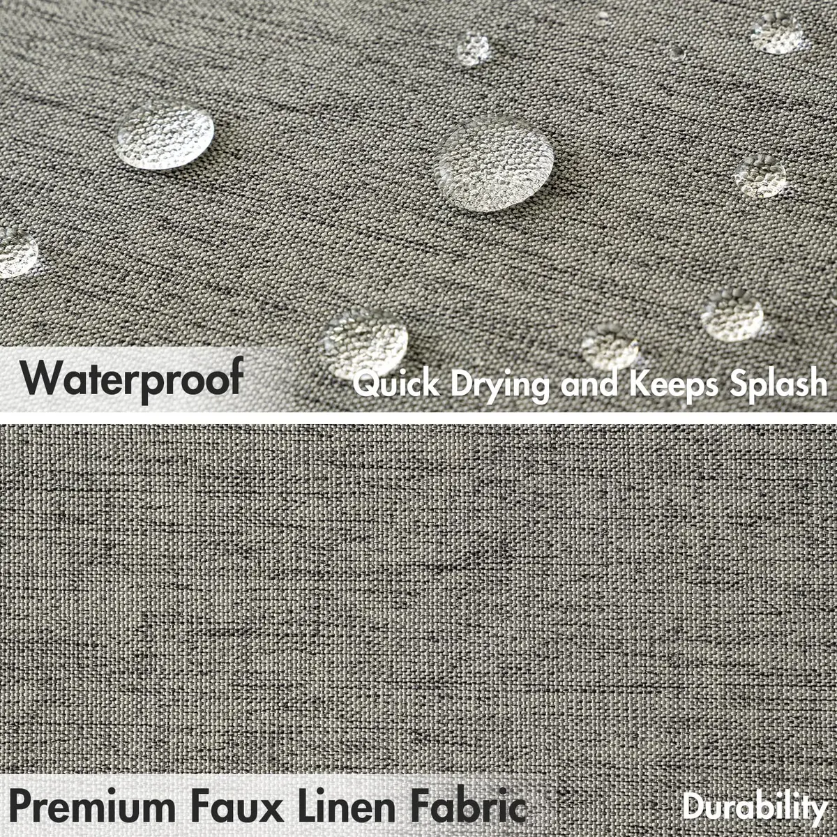 MIULEE Grey Scalloped Linen Shower Curtain 72x72 Inches | Waterproof & Elegant - view 4