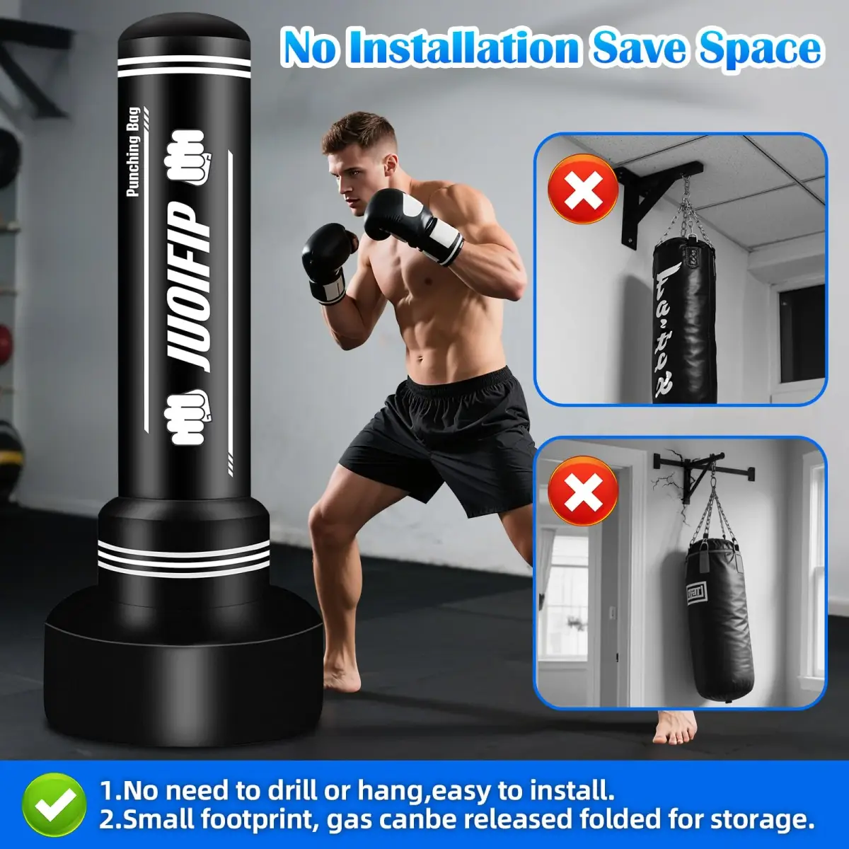 JUOIFIP Freestanding Punching Bag with Stand, 70 inch (178 cm) | Heavy Bag for Adults, MMA, Taekwondo - view 5