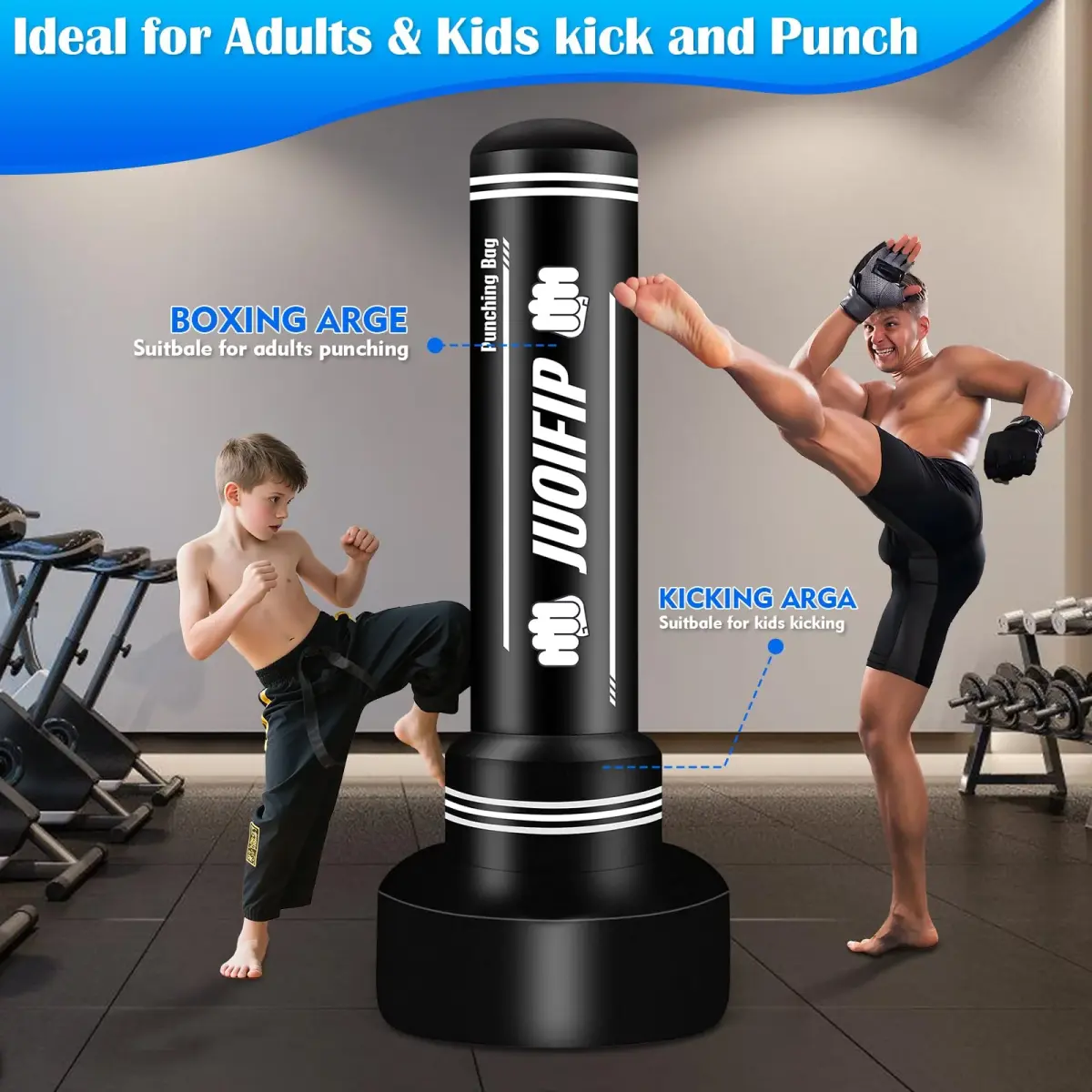 JUOIFIP Freestanding Punching Bag with Stand, 70 inch (178 cm) | Heavy Bag for Adults, MMA, Taekwondo - view 2
