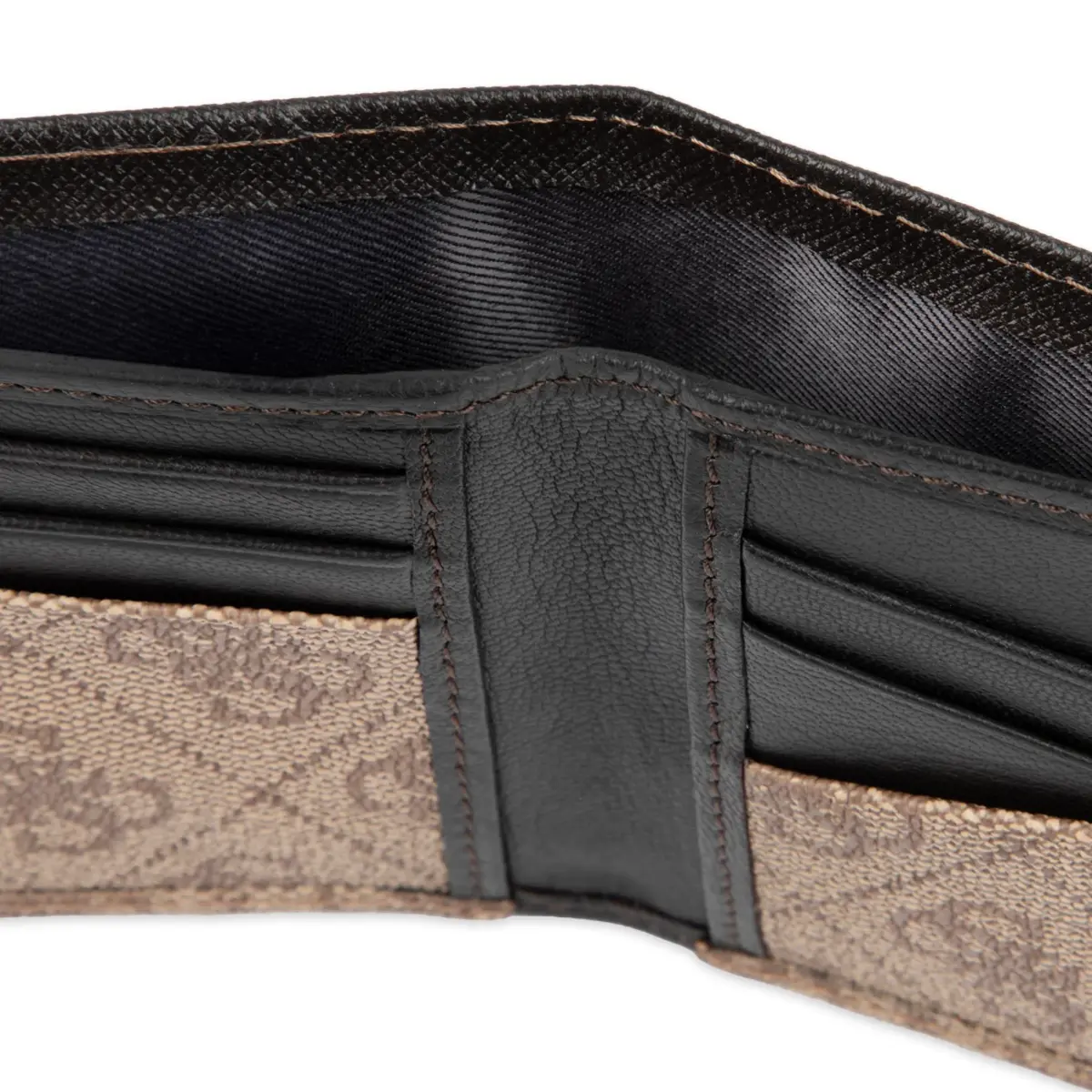 GUESS Men's Brown Quattro G Slim Leather Bifold Wallet with RFID Blocking - view 3