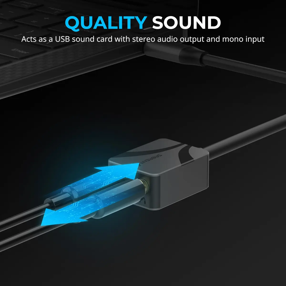 Sabrent USB-C to 3.5mm Audio Adapter, 24-bit/96kHz, Stereo Out & Mono Mic In, For Windows, macOS, Linux, Aluminum, Plug and Play - view 7