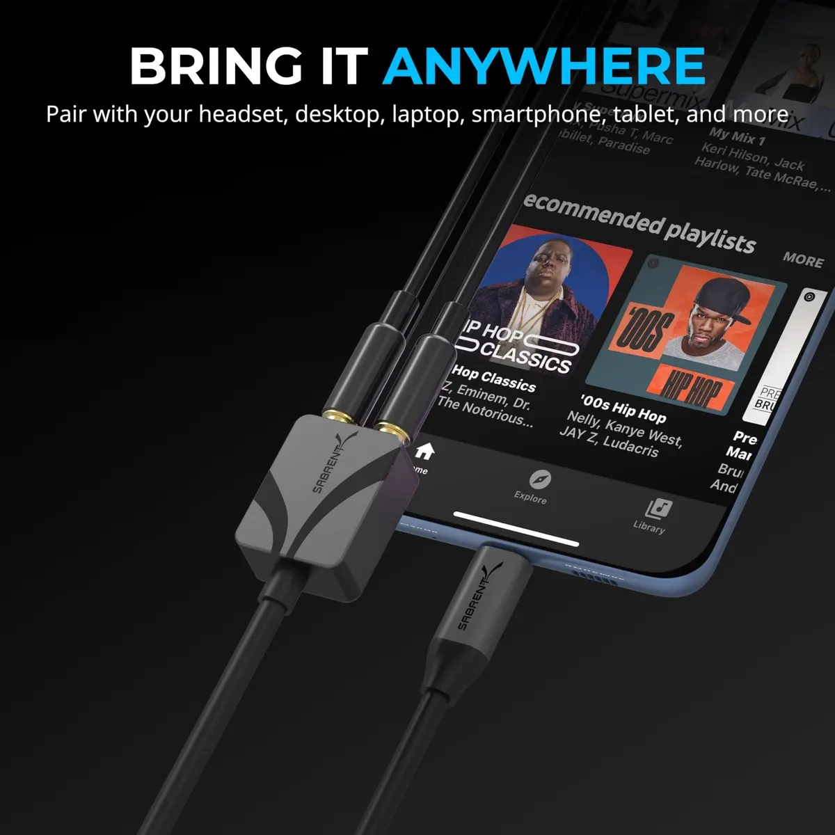 Sabrent USB-C to 3.5mm Audio Adapter, 24-bit/96kHz, Stereo Out & Mono Mic In, For Windows, macOS, Linux, Aluminum, Plug and Play - view 8