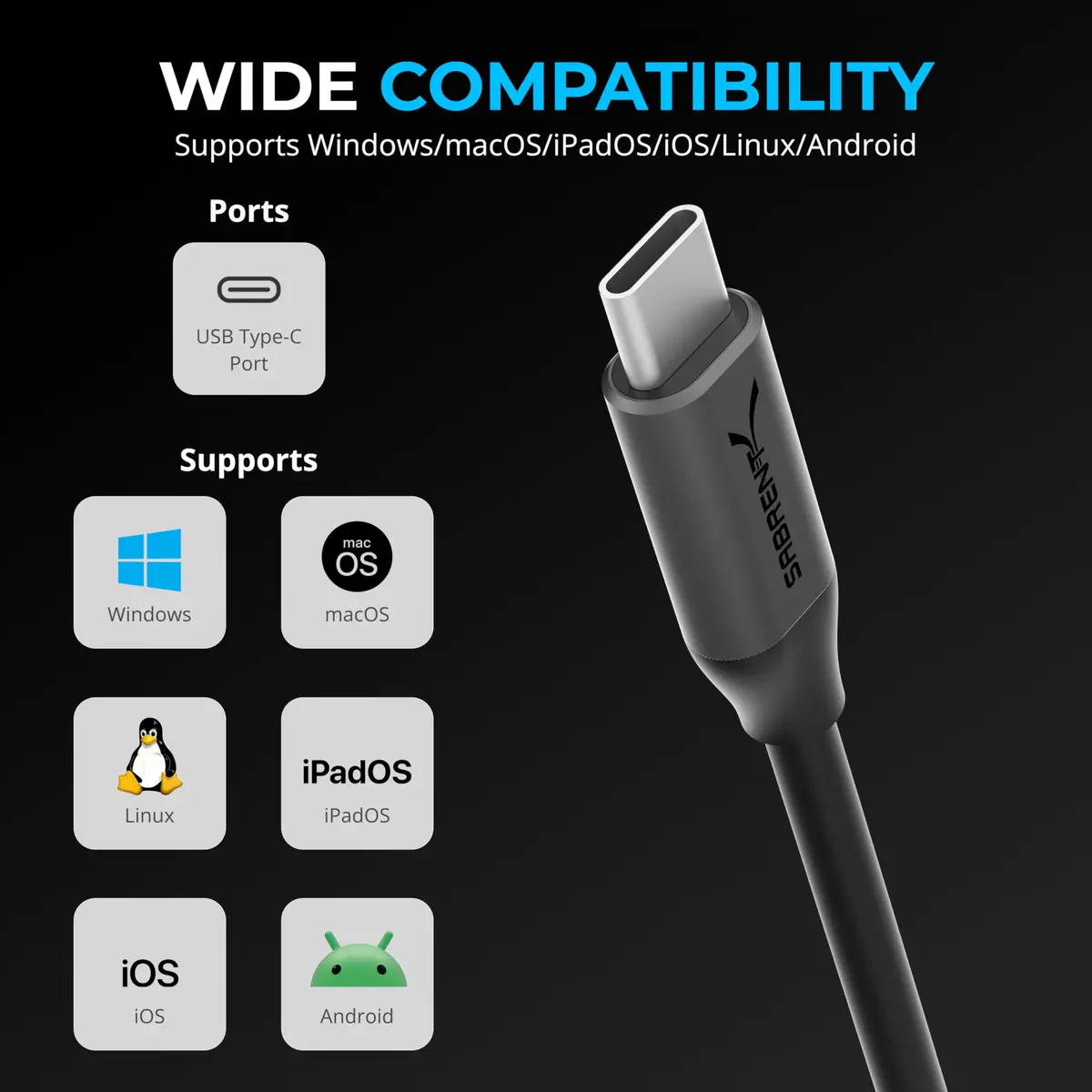 Sabrent USB-C to 3.5mm Audio Adapter, 24-bit/96kHz, Stereo Out & Mono Mic In, For Windows, macOS, Linux, Aluminum, Plug and Play - view 4
