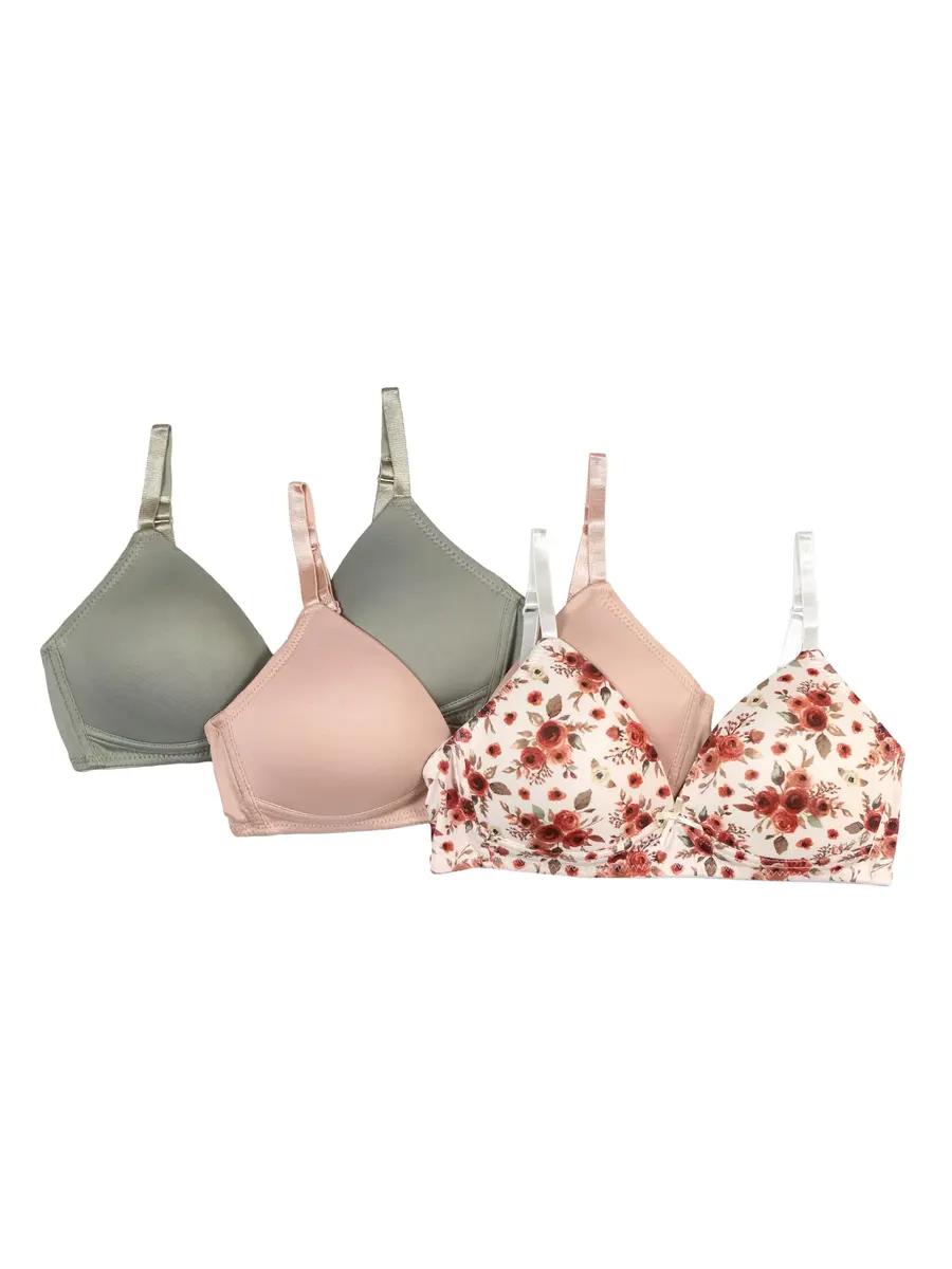 TAHARI Girls' 3-Pack Molded Wireless Bras, Cameo Rose | Comfortable, Breathable & Supportive - main product image