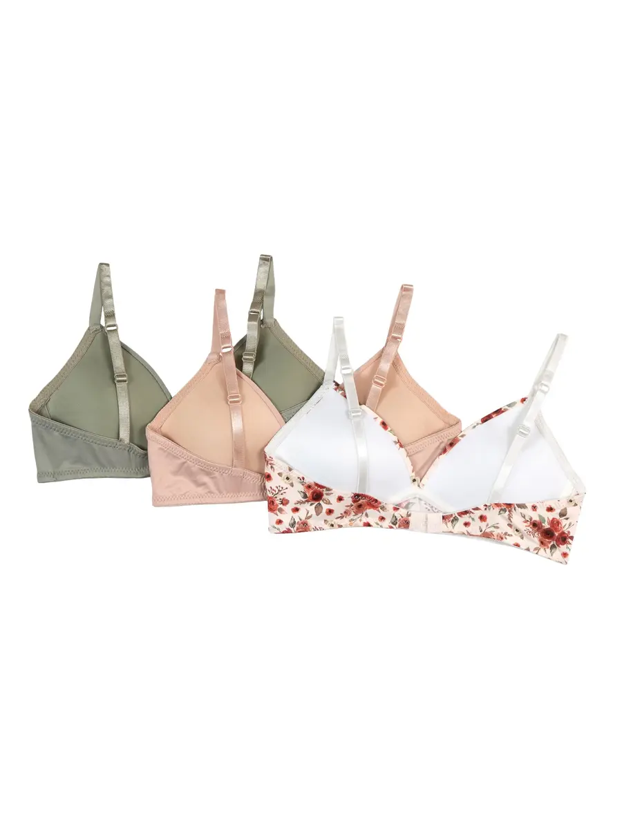 TAHARI Girls' 3-Pack Molded Wireless Bras, Cameo Rose | Comfortable, Breathable & Supportive - view 2