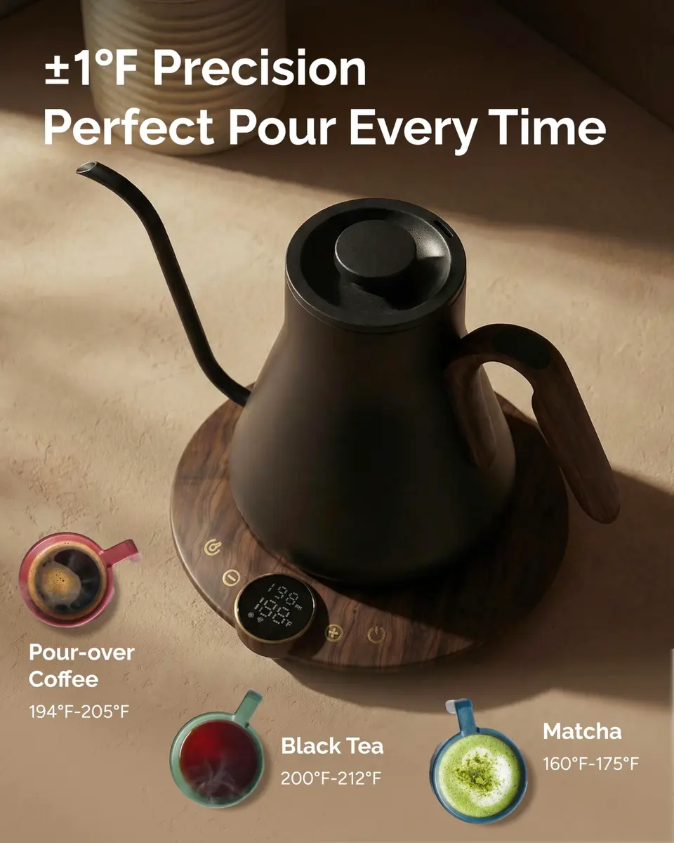 intasting Gooseneck Electric Kettle with ±1℉ Temp Control 0.9L | Precision Pour-Over & Hot Water - view 2