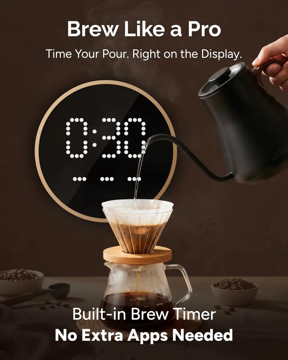 intasting Gooseneck Electric Kettle with ±1℉ Temp Control 0.9L | Precision Pour-Over & Hot Water - view 4