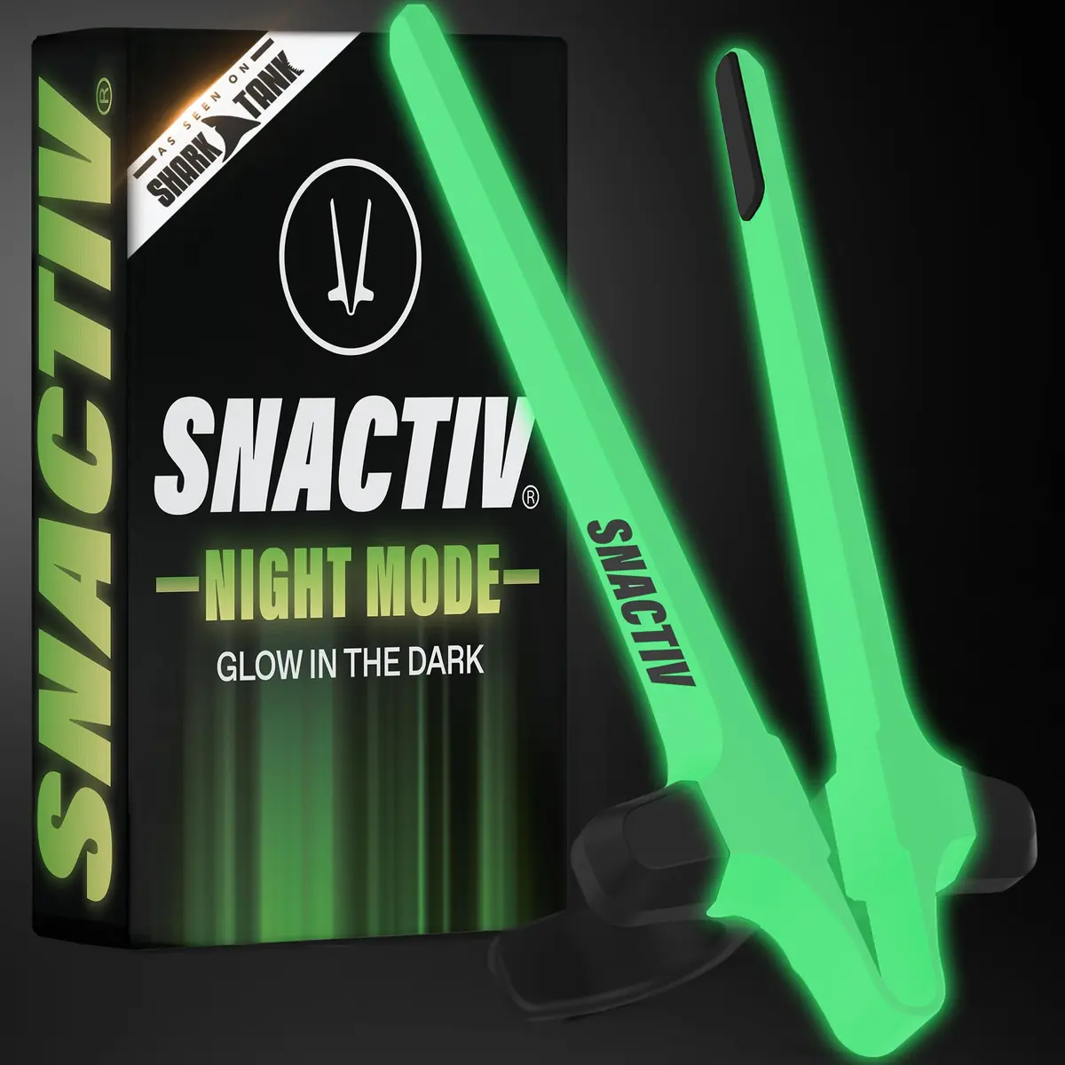 SNACTIV PRO Finger Chopsticks for Gamers - Glow in the Dark, 1 Piece | Mess-Free Snacking Solution - main product image