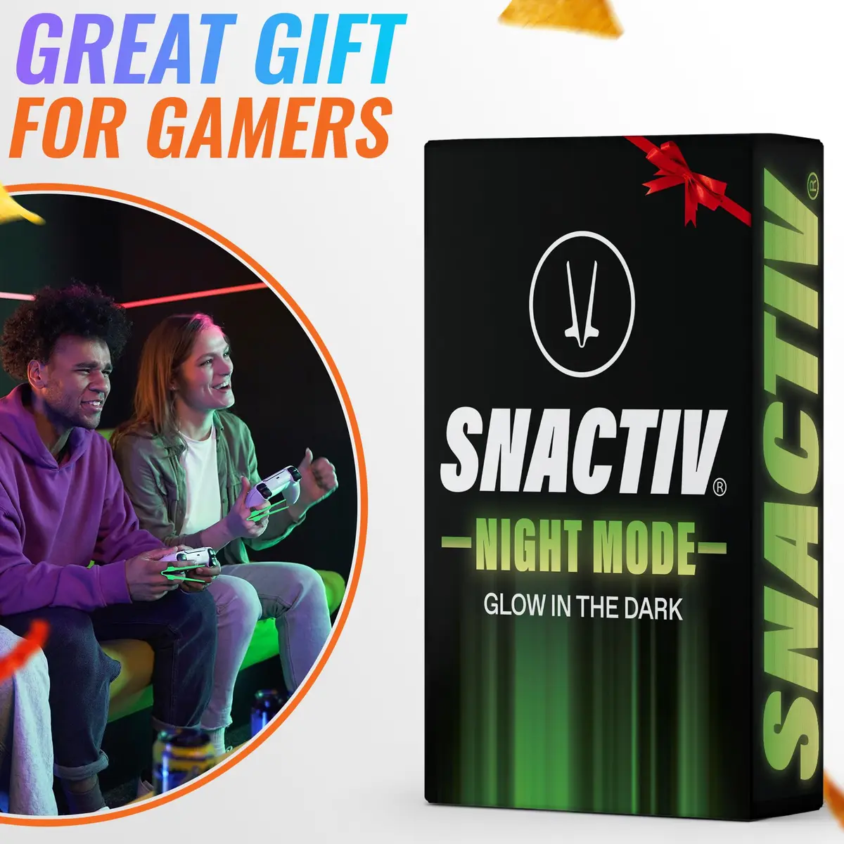 SNACTIV PRO Finger Chopsticks for Gamers - Glow in the Dark, 1 Piece | Mess-Free Snacking Solution - view 8