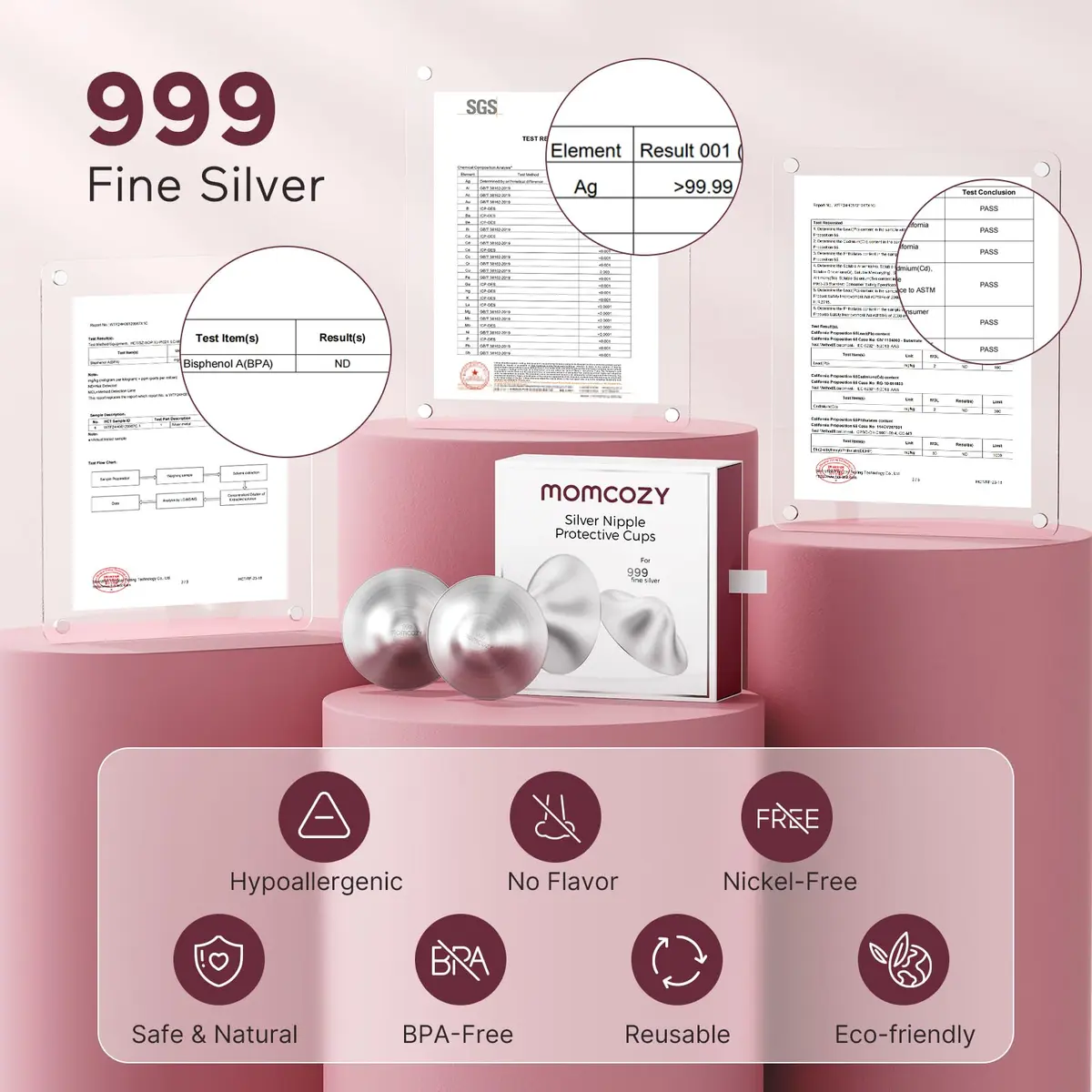 Momcozy 999 Silver Nursing Cups XL Size | Hole-Free Design for Breastfeeding Essentials - view 6