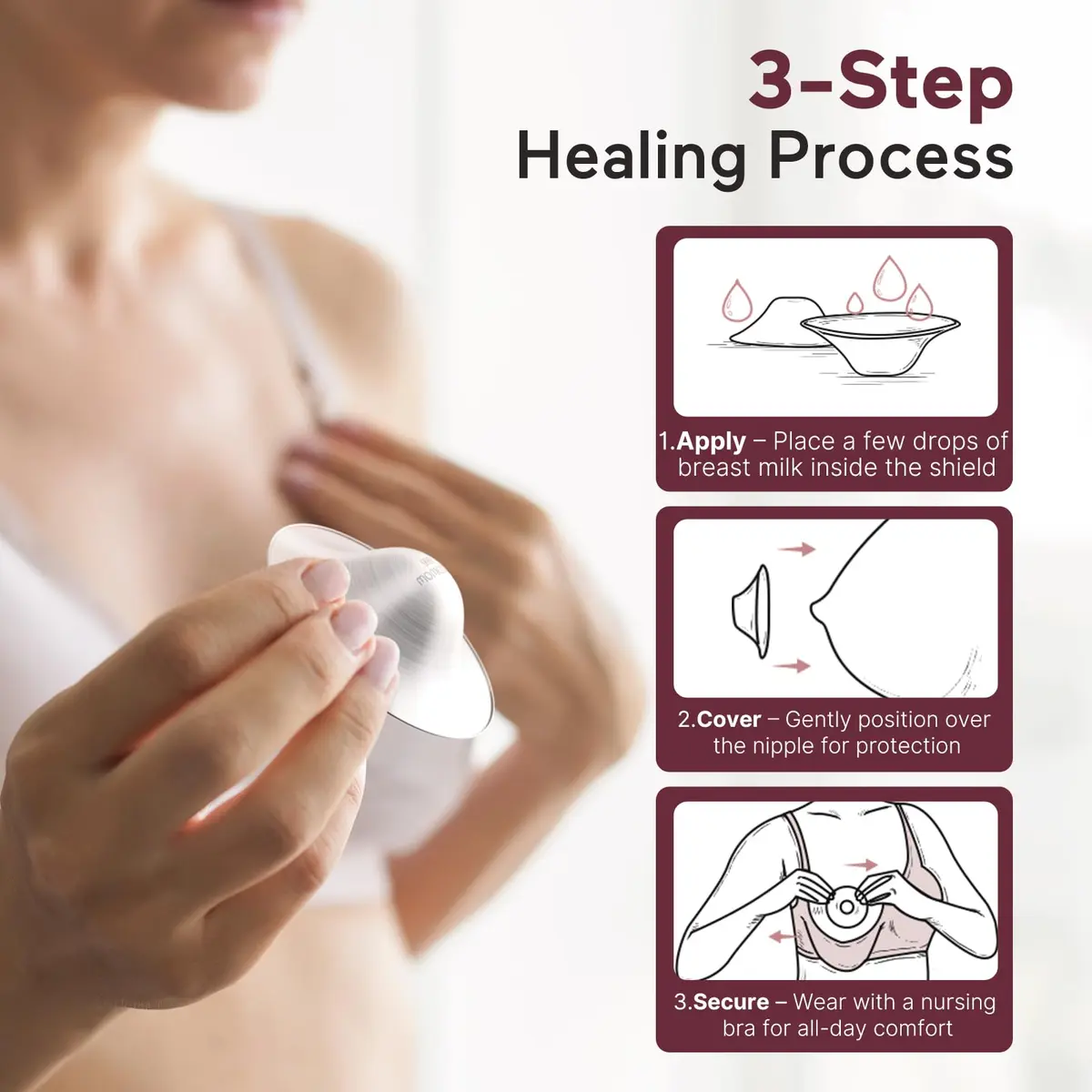Momcozy 999 Silver Nursing Cups XL Size | Hole-Free Design for Breastfeeding Essentials - view 4