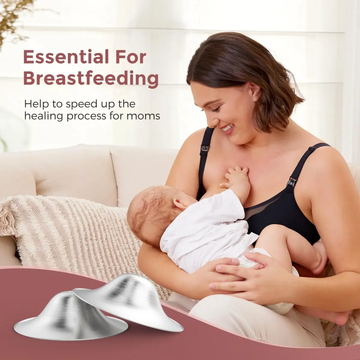 Momcozy 999 Sterling Silver Nipple Shields XXL Size | Made from 999 Sterling Silver for Breastfeeding Comfort - view 6