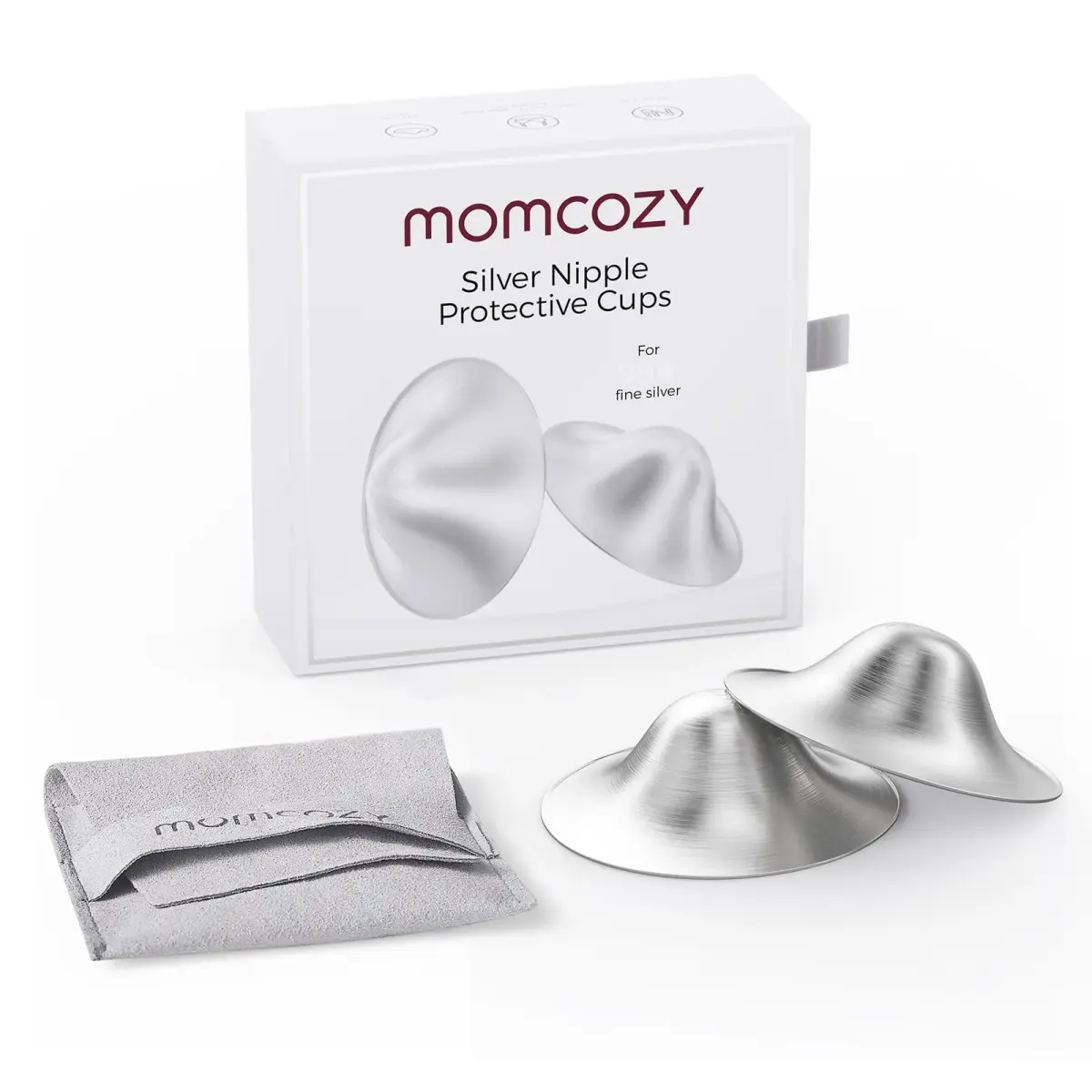 Momcozy 999 Sterling Silver Nipple Shields XXL Size | Made from 999 Sterling Silver for Breastfeeding Comfort - main product image