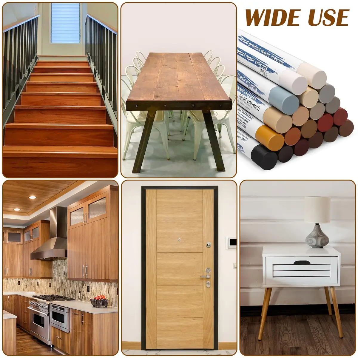 Windspeed Wood Filler Sticks with Scrapers - 20 Colors - Furniture Repair Kit for Cabinets, Floors, Baseboards - view 6