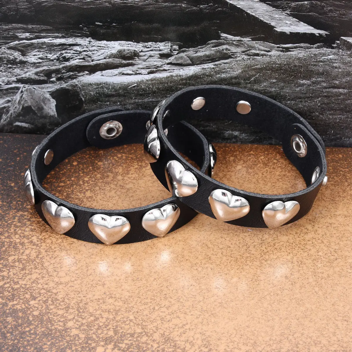 Mafnee Punk Goth Bracelet for Man Women Leather Spike Rivet Metal Studded Wristband Black | Punk, Gothic, Rock Style - view 7