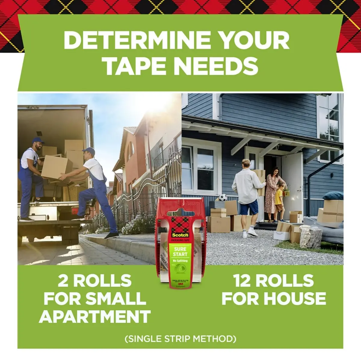 Scotch Sure Start Packing Tape Clear Quiet Unwind Easy Start 2 Rolls with Dispensers | Strong Hold for Moving Boxes - view 5