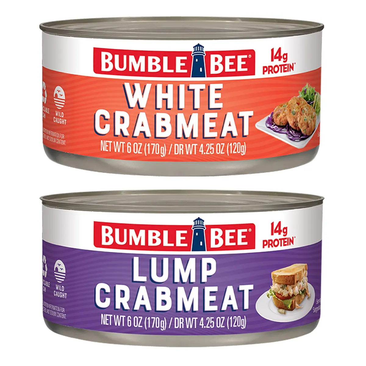 Bumble Bee White Flake & Lump Crab Meat Bundle 170g (6 oz x 2 Cans) | Wild Caught Seafood for Indian Kitchens - main product image