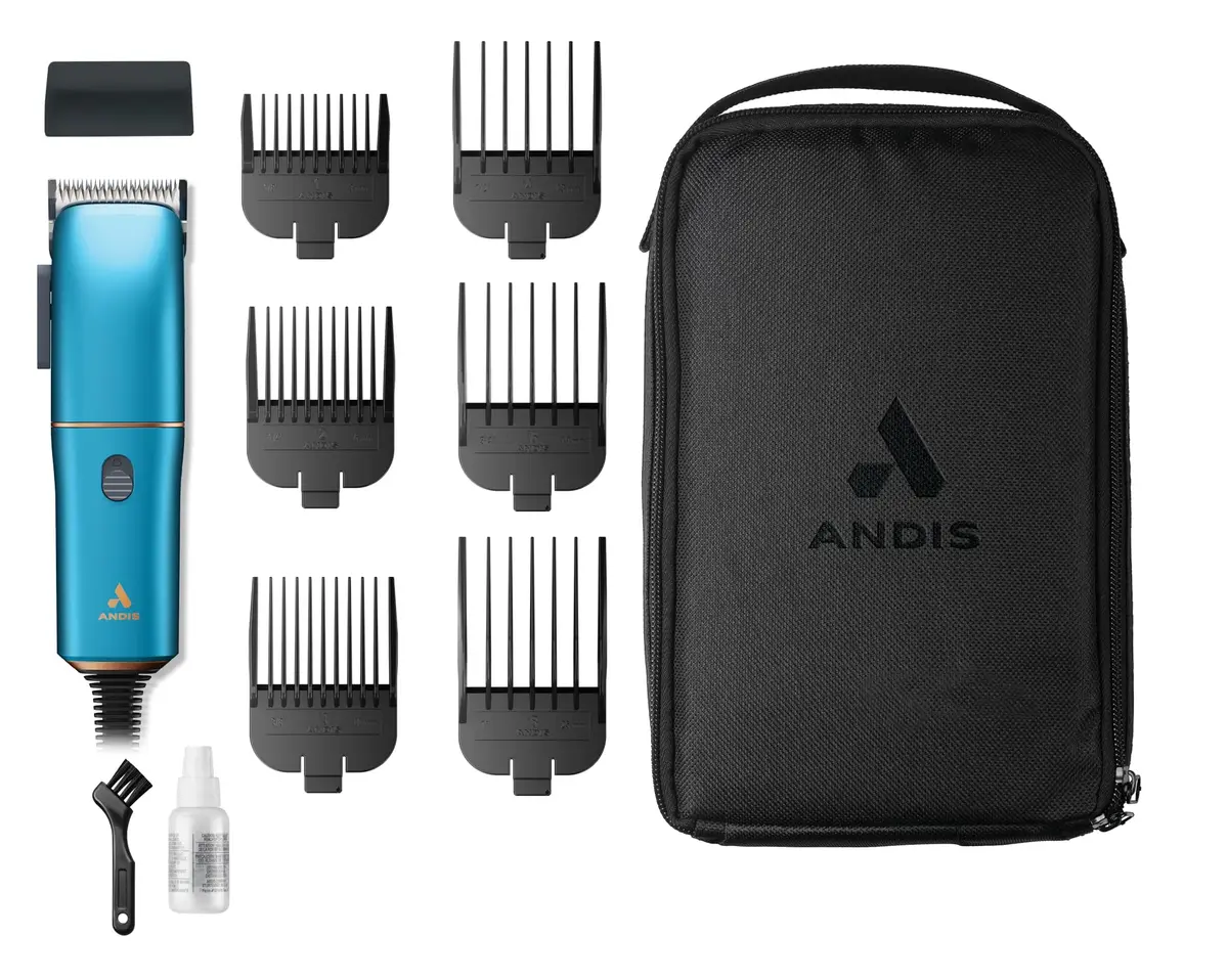 Andis Easy Clip Adjustable Blade Corded Dog Clipper 11-Pc Kit, Blue | Powerful Rotary Motor & Titanium-Coated Blades - view 5