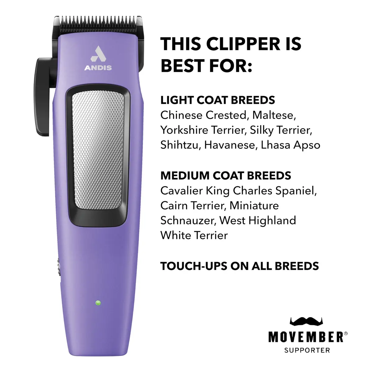 Andis Easy Clip Cordless II Dog Clipper 10-Pc Kit Purple | Lightweight Cordless Grooming - view 2