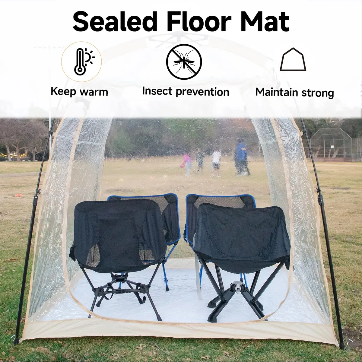 Weather Proof Pod All Weather Proof Sports Tent 63"l×63"w×62"h Clear | Instant Shelter with Sealed Floor - view 5