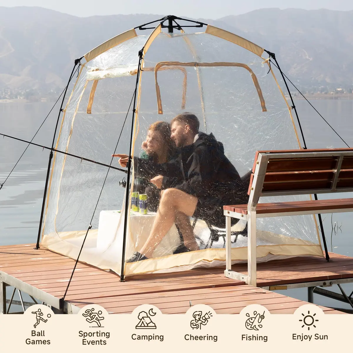 Weather Proof Pod All Weather Proof Sports Tent 63"l×63"w×62"h Clear | Instant Shelter with Sealed Floor - view 6
