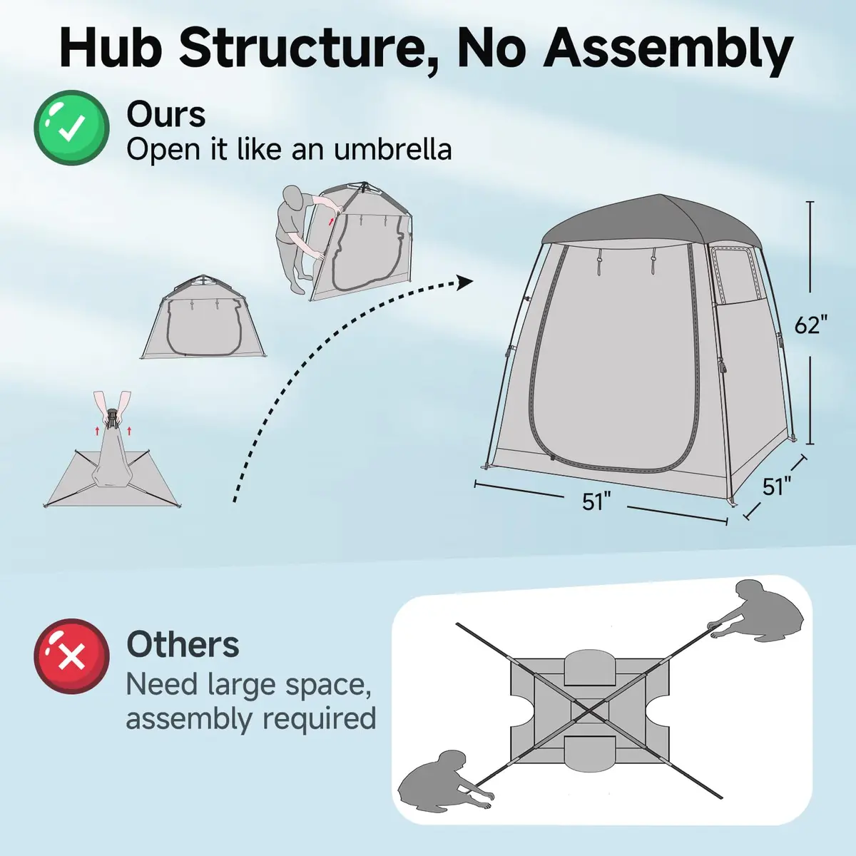 Weather Proof Pod All Weather Proof Sports Tent 63"l×63"w×62"h Clear | Instant Shelter with Sealed Floor - view 3