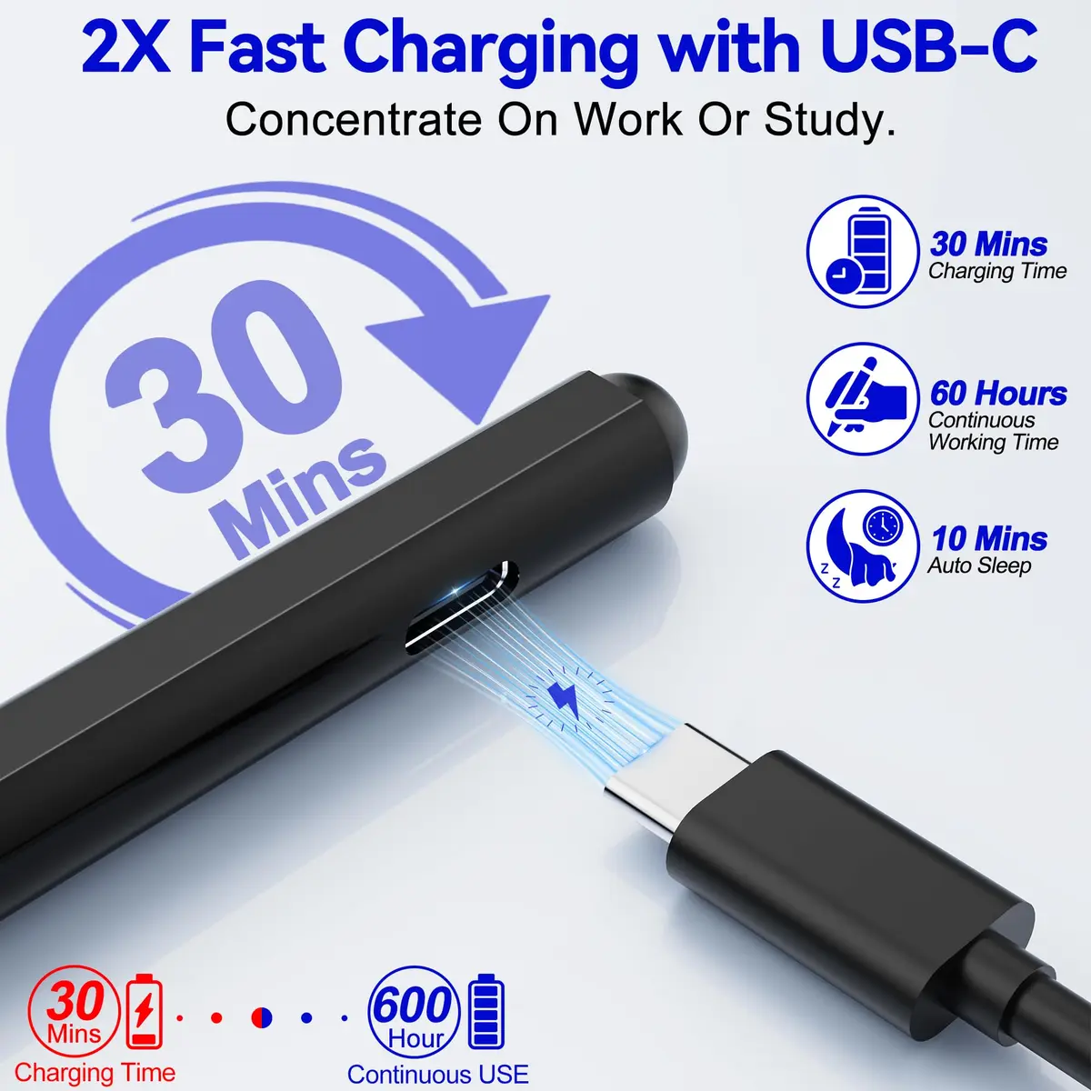 Arsandyn Surface Pen Stylus for Surface Pro 11/9/10/8/X/7/6/5/4/3, USB-C Fast Charge, 4096 Pressure Levels | Compatible with Surface Go/Laptop/Studio & Other Brands - view 5