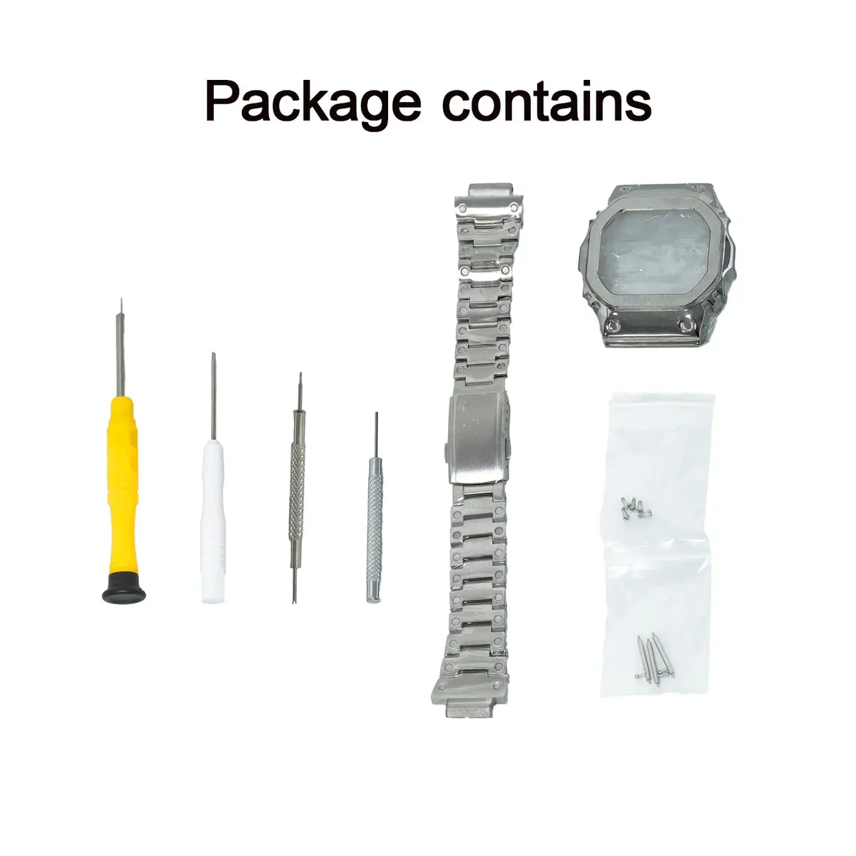 BMT DW5600 Case Band Mod Kit | Stainless Steel Bezel Strap for Casio G-shock (Silver) - view 11