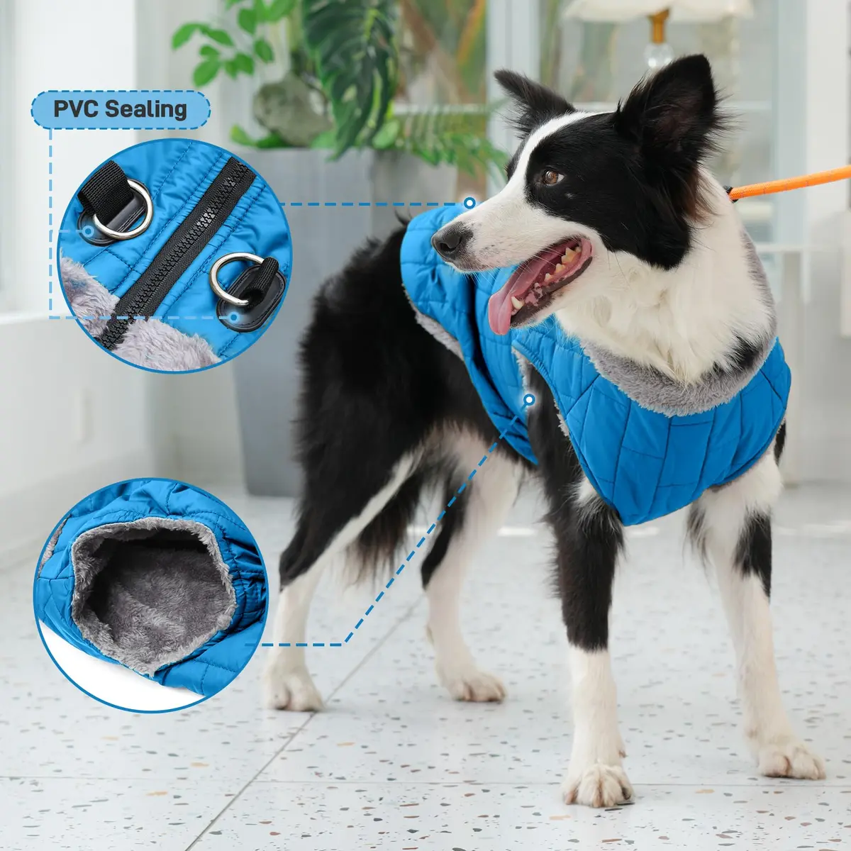 JoyDaog Blue Fleece Dog Jacket with Harness for Small Dogs, Size S (12.5"-15.9" Chest) | Winter Warmth & Windproof Protection - view 6
