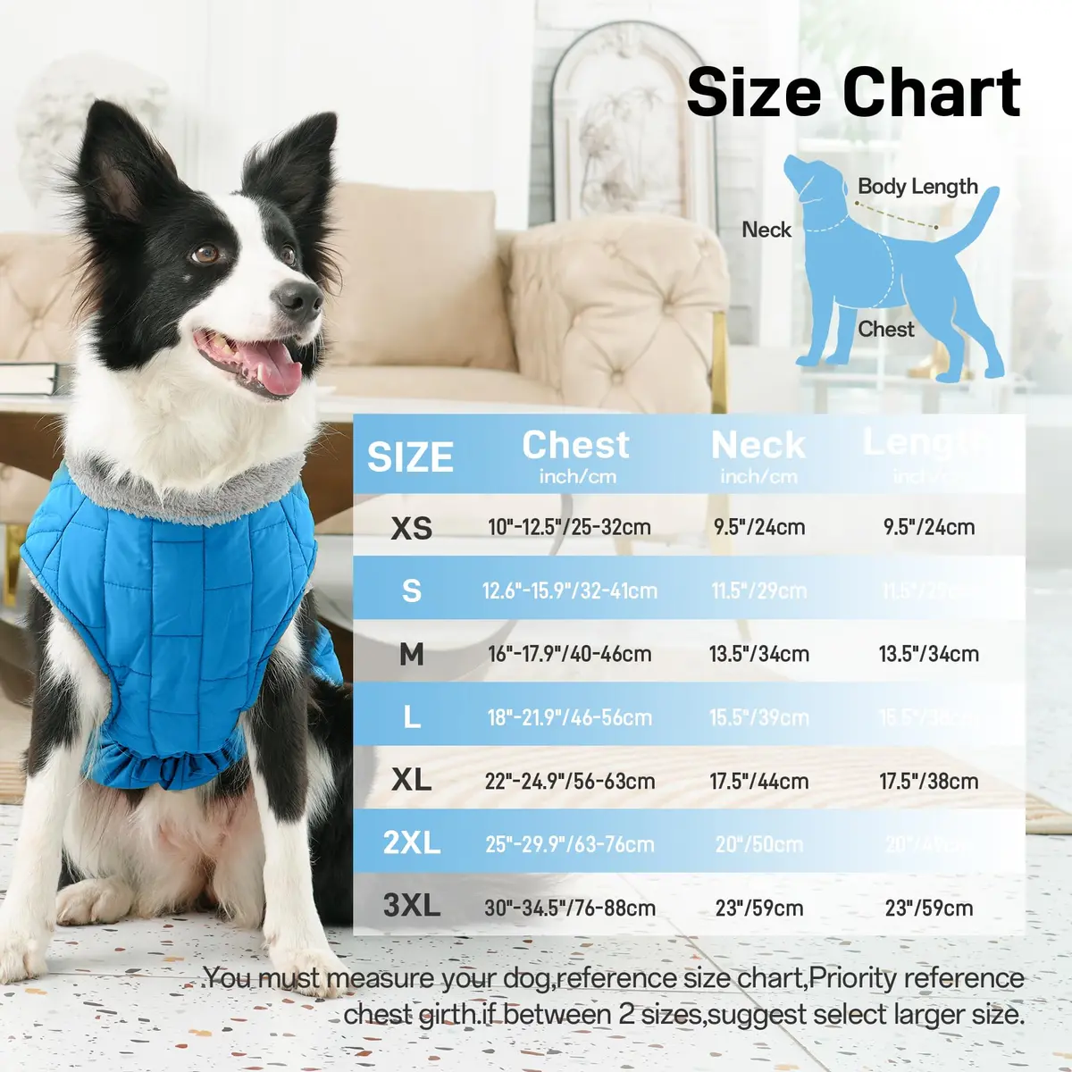 JoyDaog Blue Fleece Dog Jacket with Harness for Small Dogs, Size S (12.5"-15.9" Chest) | Winter Warmth & Windproof Protection - view 4